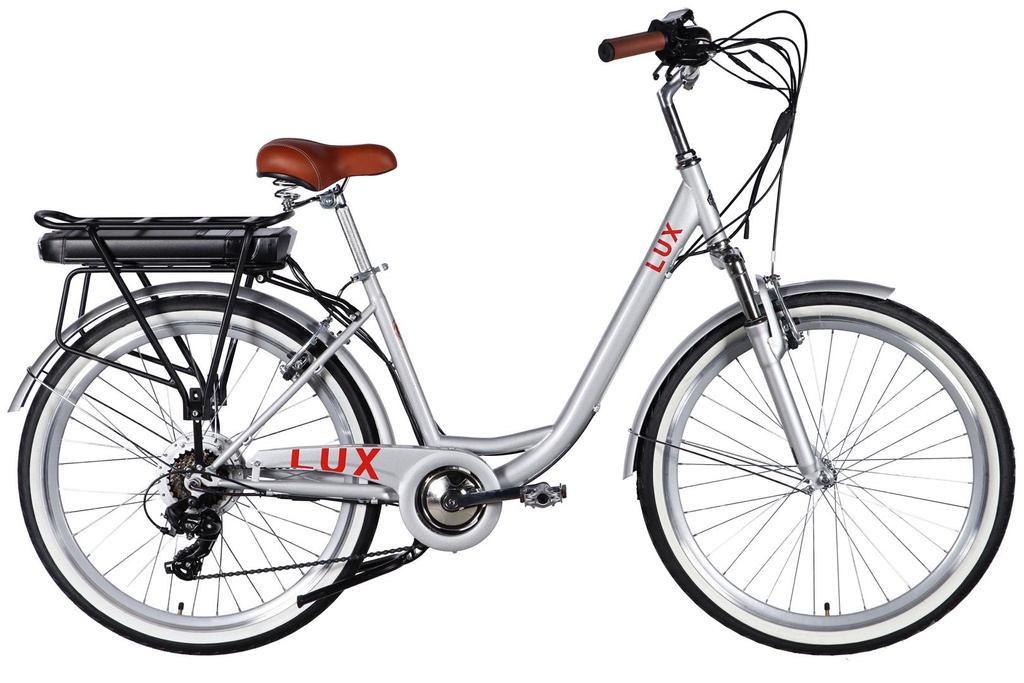 Велосипед з електроприводом 26" ST Dorozhnik eLUX Vbr FR рама-17" 36B 13А*г 500Вт срiблястий 2026