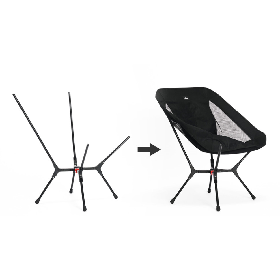 Стілець складаний ультралегкий Naturehike CNK2550JJ013 Yamami YL01, розмір М, алюміній, чорний