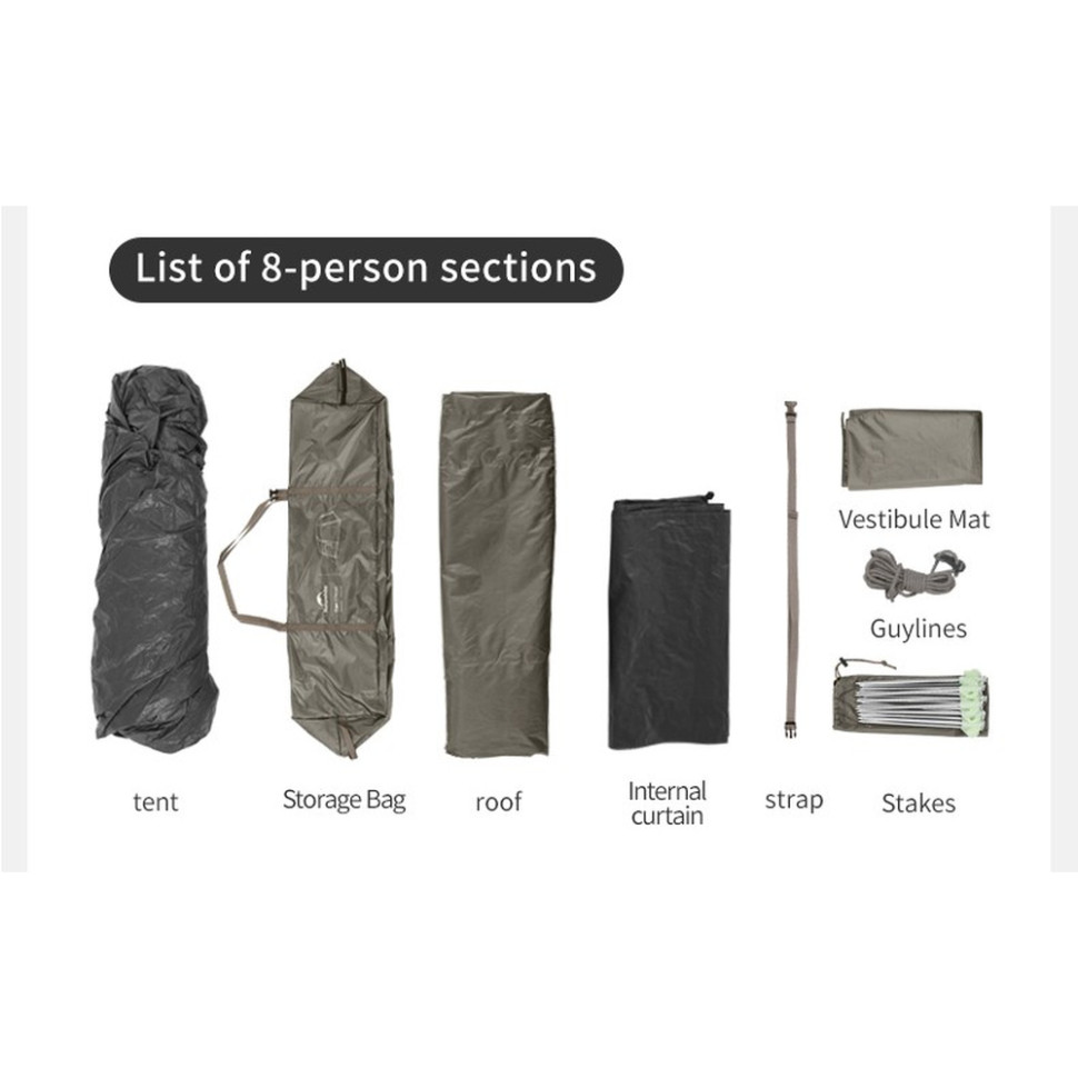 Намет восьмимісний Naturehike Cape 13.1 CNK2450WS050 з швидким розкриттям, сіро-коричневий