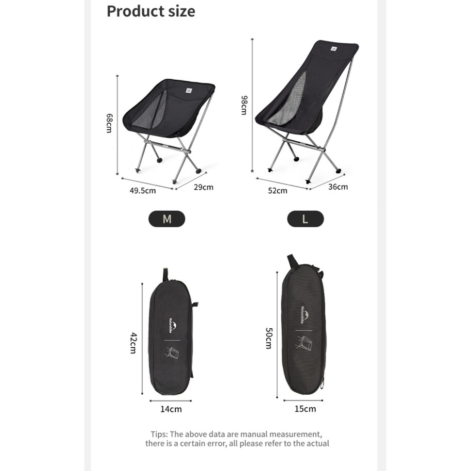 Стілець складаний ультралегкий Naturehike Stellaluna L04 CNK2450JJ015, розмір L, алюміній, сірий