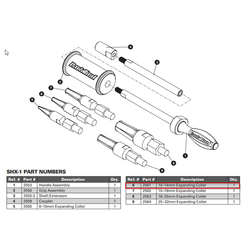Ремкомплект Park Tool #2561 цанга 10-14MM  инструмента SHX-1