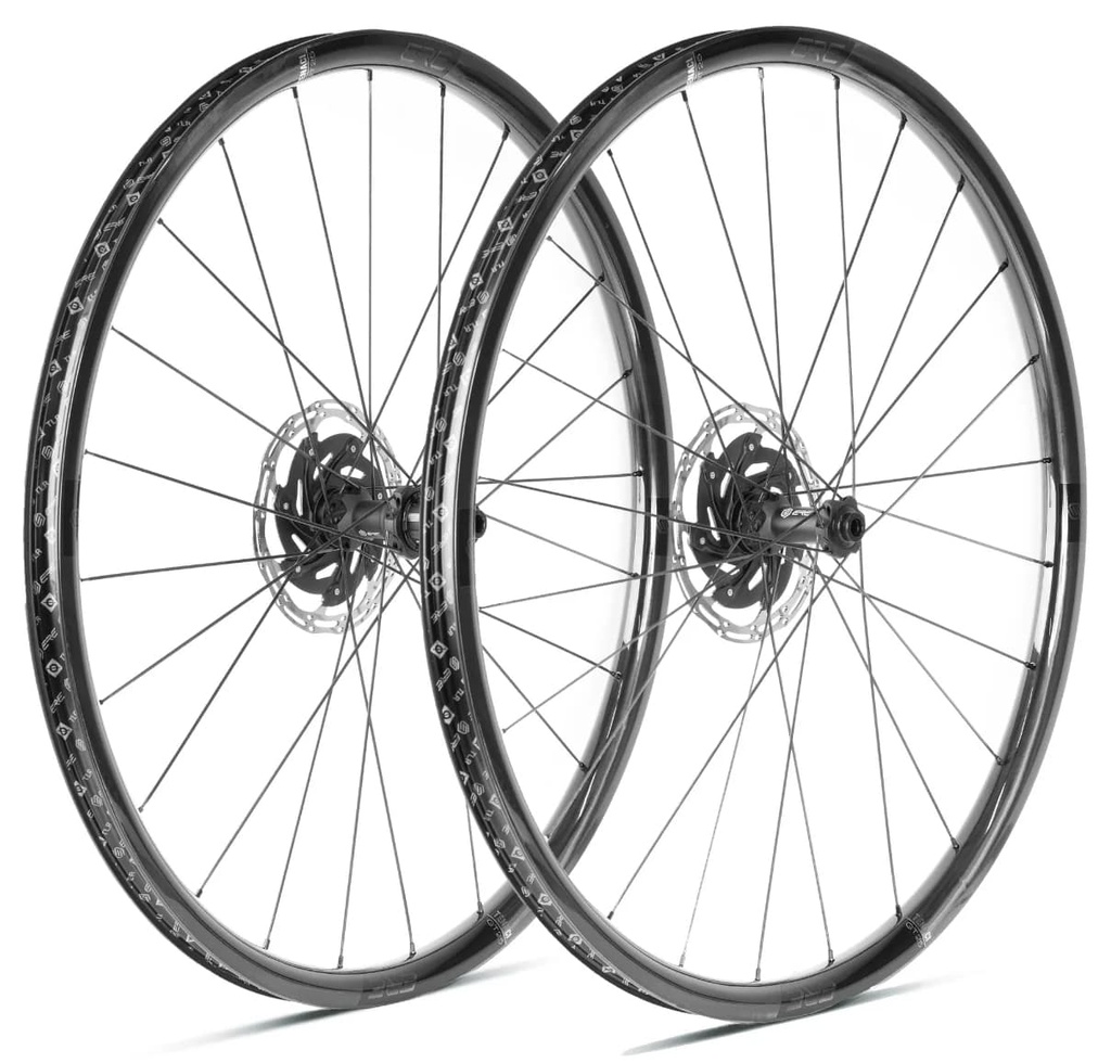 Колесо пер. + задн. 28" ERE TENACI GT25 CARBON, Gravel, 100x12/142x12, CL, MS12, tubeless, черный сатин